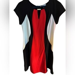 Sandra Darren Colorblock Sheath Dress 14W NWT Red Black White Modern Workwear